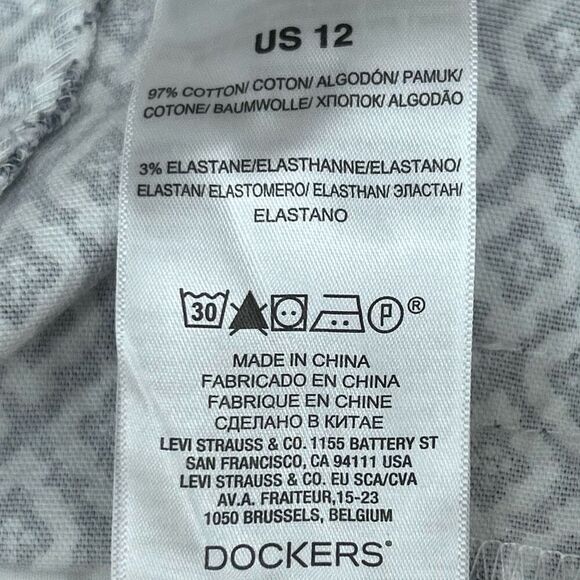 Dockers Summer Stretch Chino Shorts Women's Sz 12 Black & White Geometric Floral - Picture 8 of 10